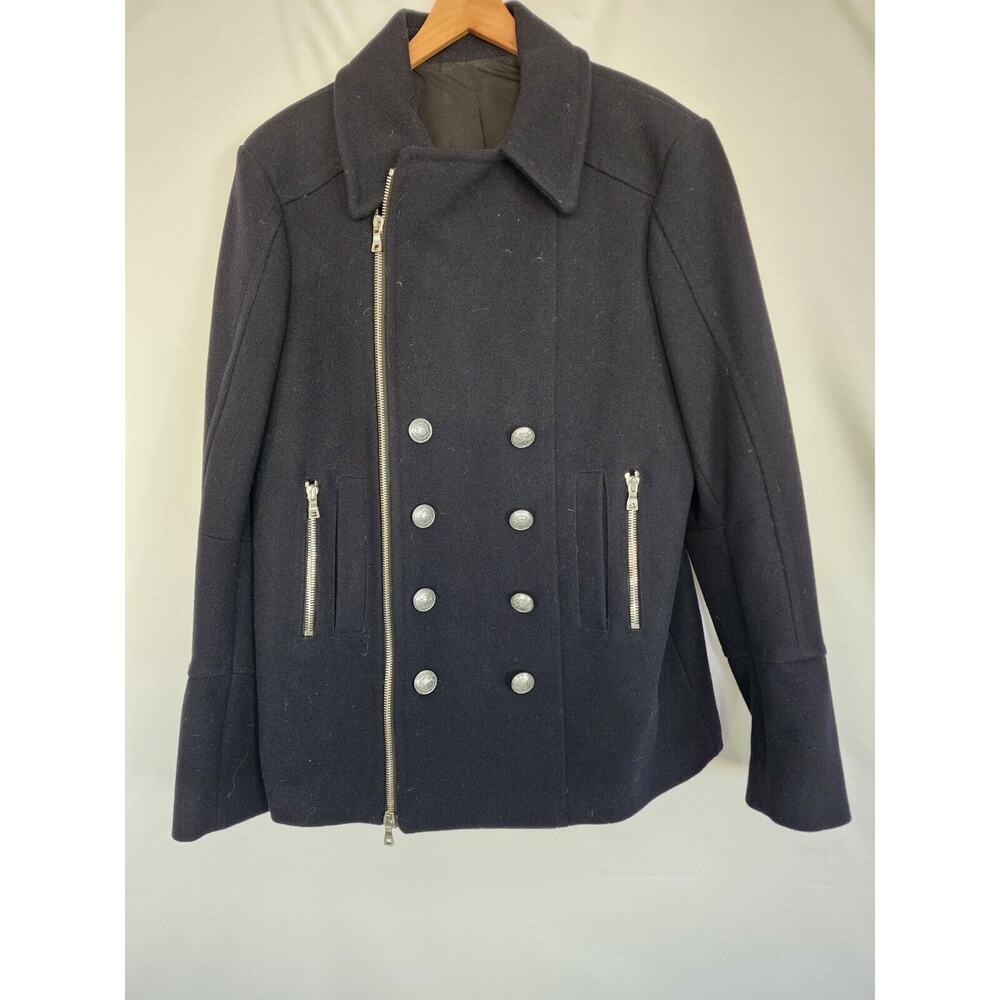 Balmain Wool Coat Mens/BLACK SZ 60 XXXL